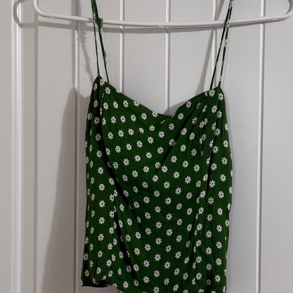 Reformation Green Fitted Crop Tank Top - Picture 2 of 5